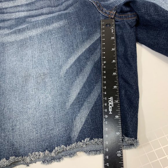 Time and Tru Rose Gold Button Fly Jean Shorts Plus Sz 20 High Rise Blue Stretch - Picture 10 of 12